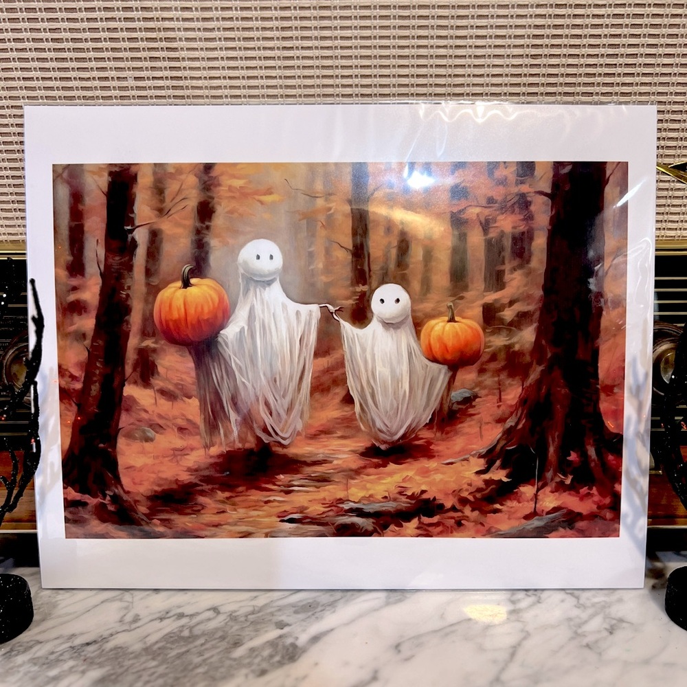 ✨NEW👻Halloween Fall Ghosts 11x14 Poster🎃 - Picture 1 of 5
